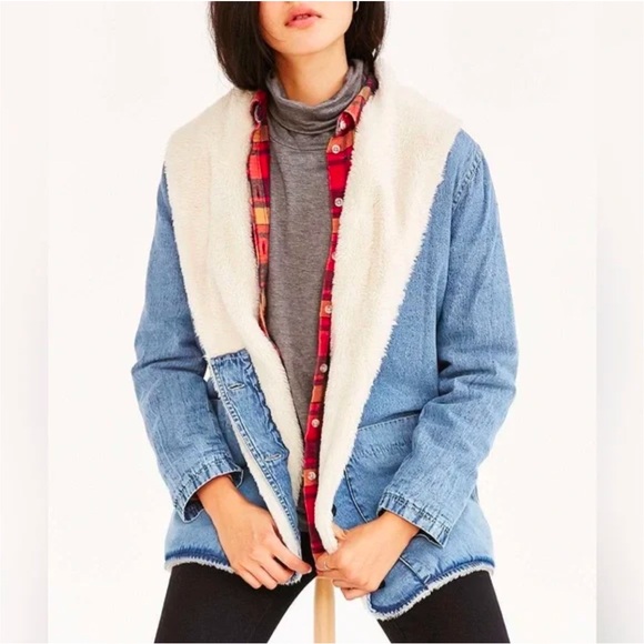 ROLLA'S Jackets & Blazers - Rolla’s Denim Chambray Blue Sherpa Jacket | Size XS / 6